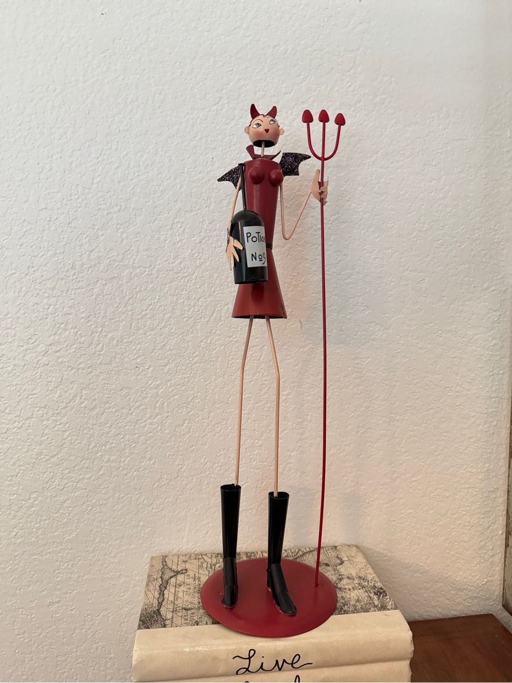 Halloween Decor Red Metal Devil Figurine Home Art Sculpture 19” H 5.5” D